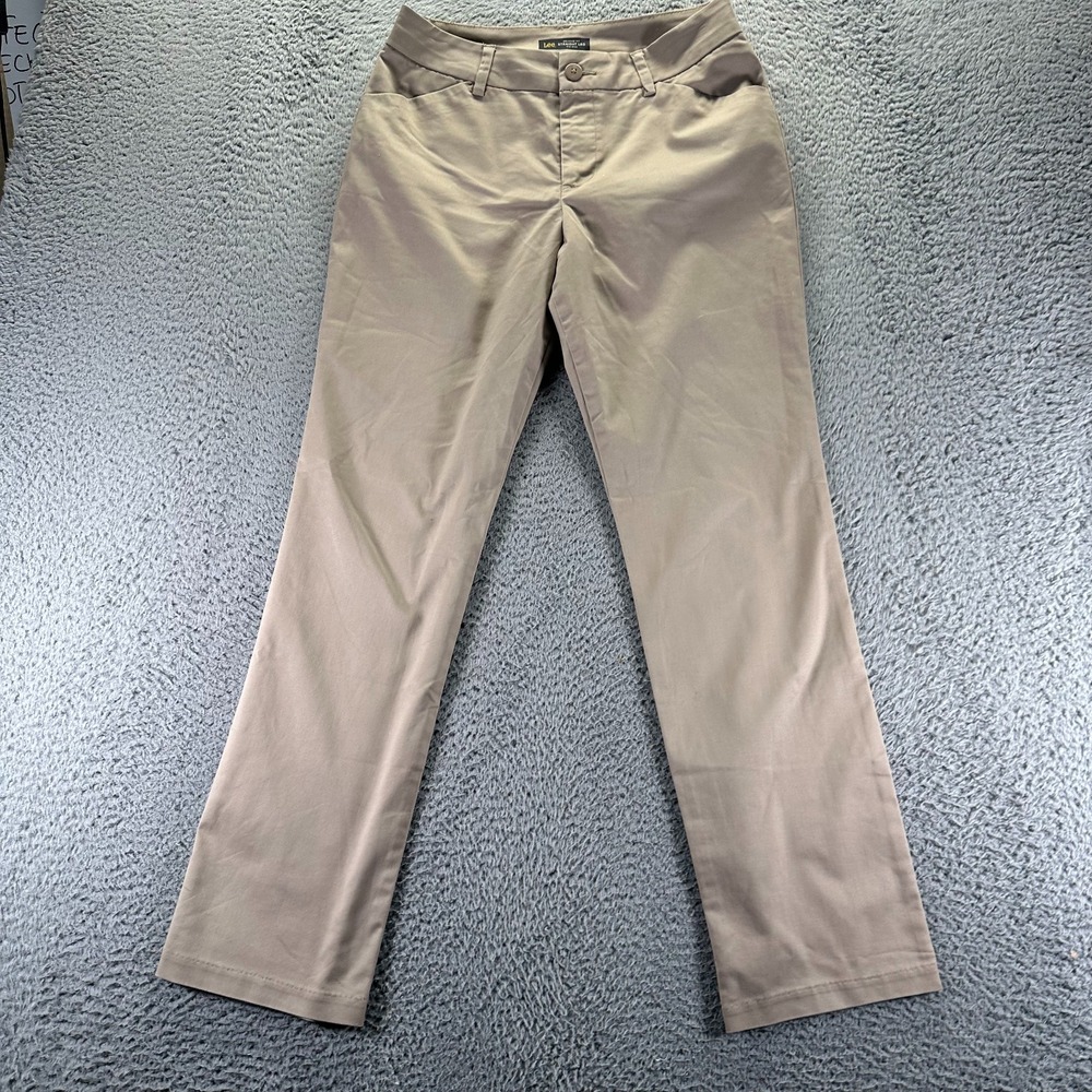 Lee Pant Womens 6 Brown Cotton Chino Straight Relaxed Wrinkle Stretch Mid Rise